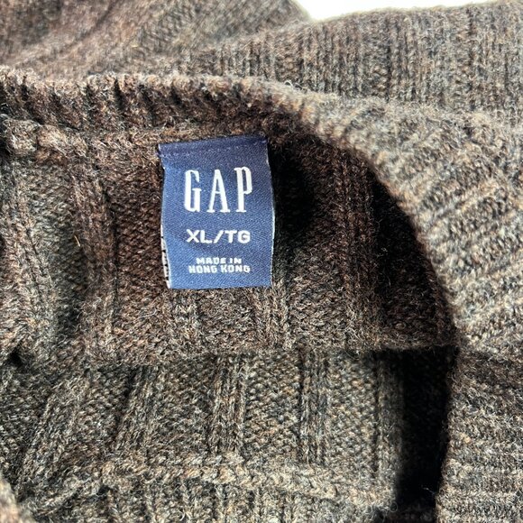 Vintage Gap Men's 100% Lambswool Sweater Ribbed Size XL Crewneck Boxy Chunky - Picture 3 of 12